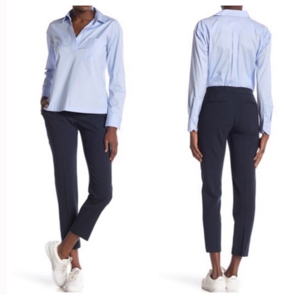 Theory Navy Tromra Wool Blend Cropped Ankle Pants